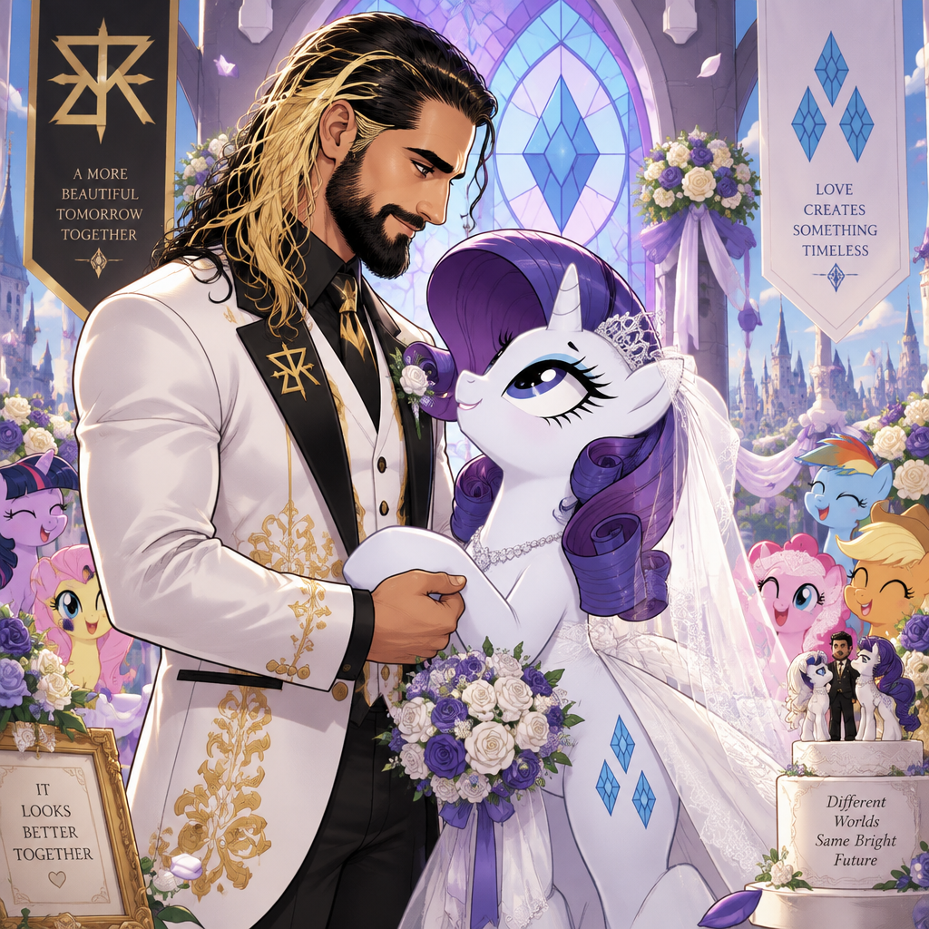 Seth Rollins as a my little pony character and is Rarity’s love interest,They get married