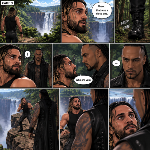 (Recap). Seth Rollins was walking down the path after he woke up In the forest clearing having no idea how he got there. The mysterious man (Damien Priest) who put him there was watching and following him in the trees. (And now part 3). Seth made it to the end of the path,there was a view of the a water fall. He was about to walk closer…but then he realized he’s at an edge of a cliff. “Phew…that was a close one” Seth said to himself,Then….he heard footsteps behind him. The mysterious man was right behind him. Seth tuned around. The mysterious man didn’t say anything…he just…stared at Seth…as if…he knew him. There was…something familiar about him…but Seth can’t quite place it. “Who are you?” Asked Seth. The mysterious man still didn’t say anything..he just slowly walked closer to Seth. Seth got a little nervous and slowly walked back till he was at the edge of the cliff,Leaving him with nowhere to run
