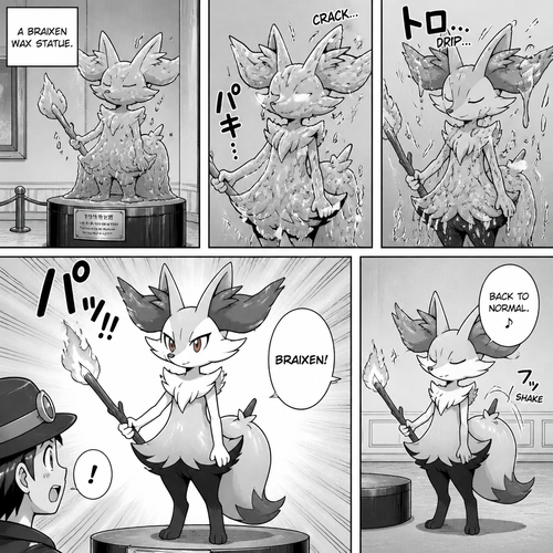 Braixen wax statue turn into normal 
