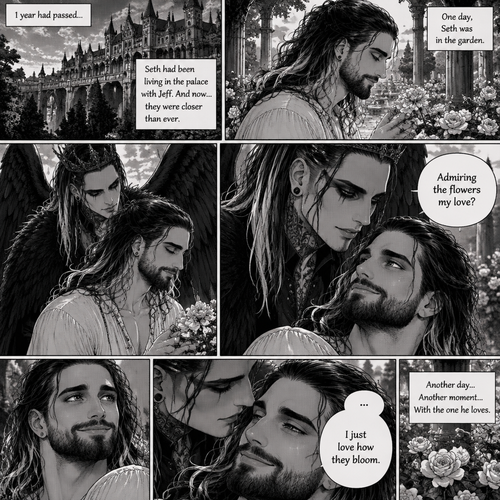 (Part 4 of the dark angel X human story). 1 year had passed,Jeff Hardy (The dark angel king) and Seth Rollins are more closer than ever. Seth had been living in the palace with Jeff. One day Seth was in the garden. Jeff walked behind him. “Admiring the flowers my love?” Jeff asked. Seth smiled softly 