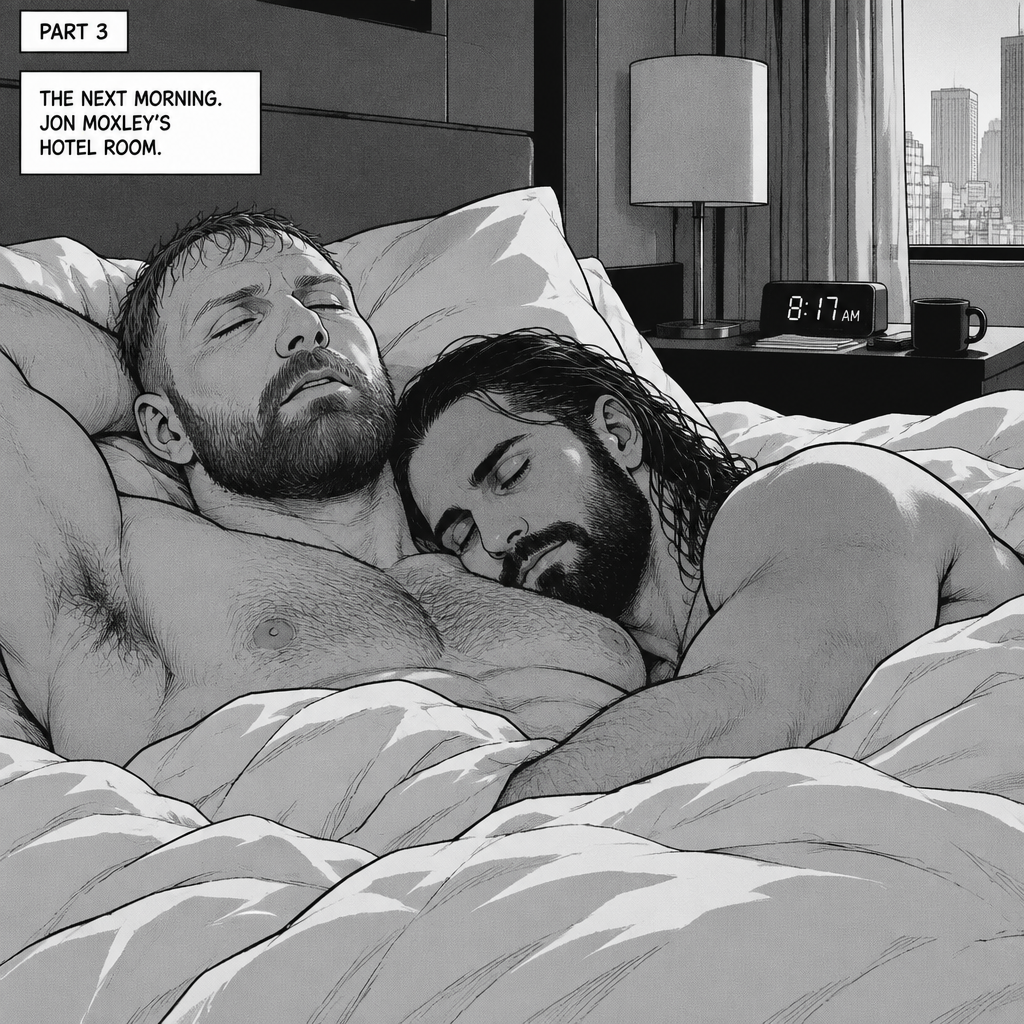 (Part 3). Still in Jon Moxley’s hotel room. The next morning,Jon Moxley and Seth Rollins were asleep after last night’s activity