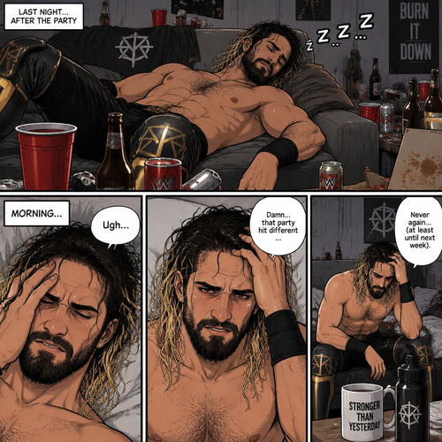 Seth Rollins was asleep after a party last night,Then he woke up hungover