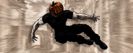 Black-and-white manga illustration of a person flying through a streaked background.