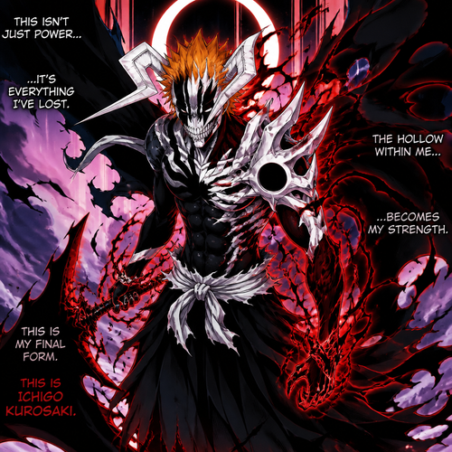 Ichigos hell form fused with horn of salvation and vasto lord from