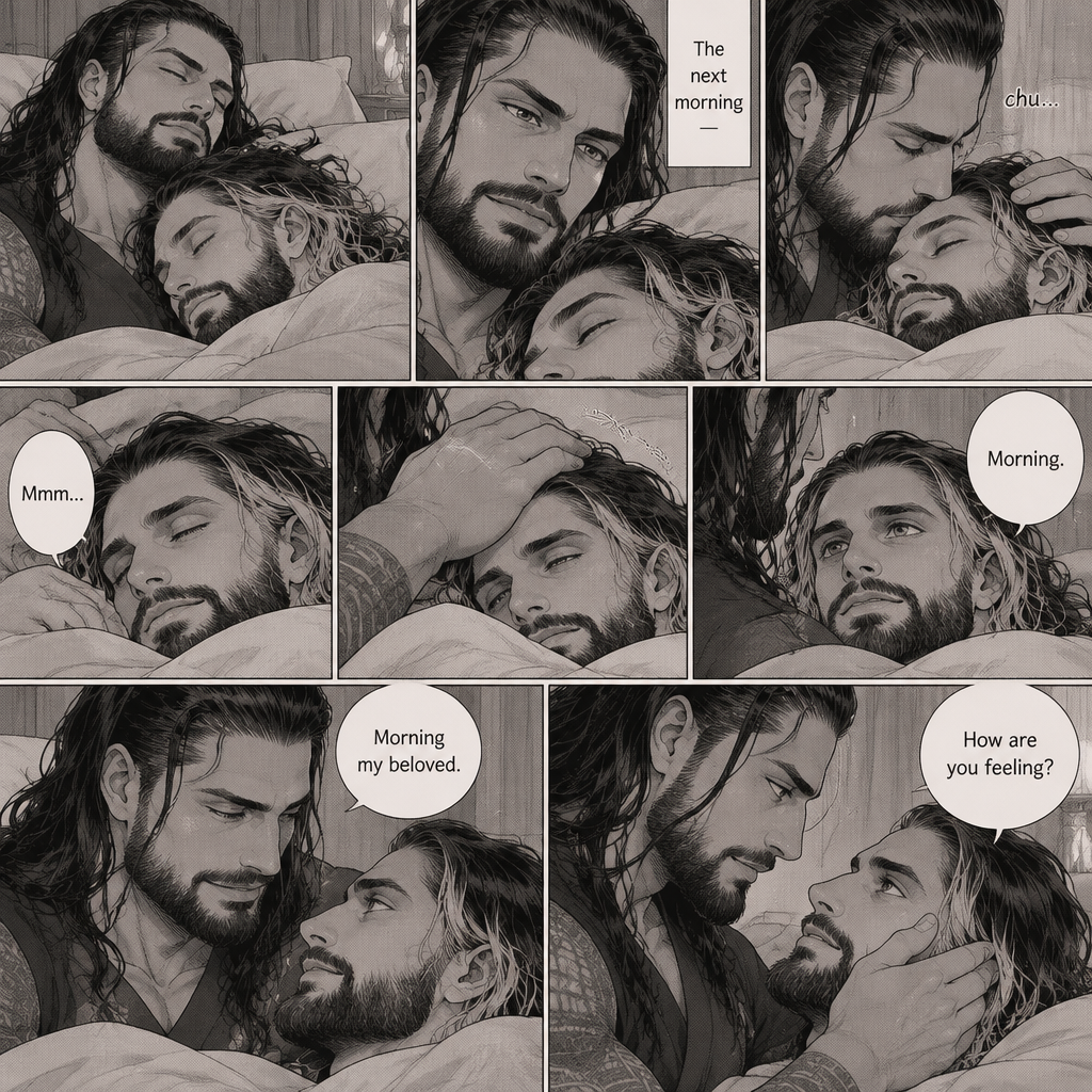 (Part 3 of the Vampire x Butler story). The next morning,Roman Reigns (Vampire) and Seth Rollins (Butler) were still asleep in Roman’s room. Roman slowly woke up. He looked at Seth who was asleep. He gently kissed Seth’s forehead. Seth hummed softly in his sleep. Roman gently stroked Seth’s head. Seth slowly woke up. “Morning my beloved” Roman said softly. “Morning” Seth said Seth. Roman Gently placed his hand on Seth’s cheek. “How are you feeling?” Roman Asked softly