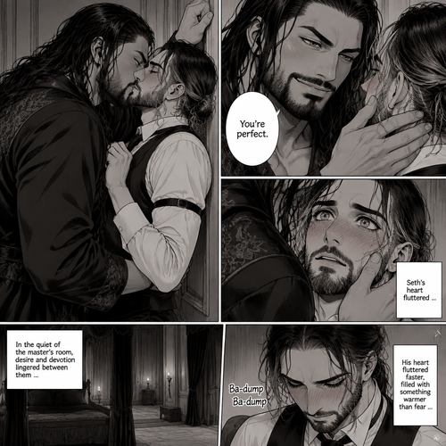 Part 3 of the Vampire x Butler story.Sill in the bedroom of the man of the house (Roman Reigns). He was kissing the Butler (Seth Rollins) against the wall. He smiled at Seth afterwards. Seth was flustered.Roman Gently placed his hand on Seth’s cheek. “You’re perfect” Roman said softly. Seth’s heart fluttered