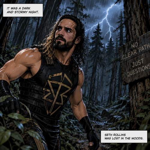 It was a dark and stormy night.Seth Rollins was lost in the woods