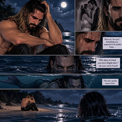 Seth Rollins was on a beach alone at night crying. He was about to be married today….but he caught the bride cheating on him with his best friend. He’s lost in thought about what to do,Little did he know…..A siren (Jeff Hardy) was watching him in the water. “Who dares to break your poor fragile heart” the siren said to himself. The siren quietly swam closer. Seth was still crying