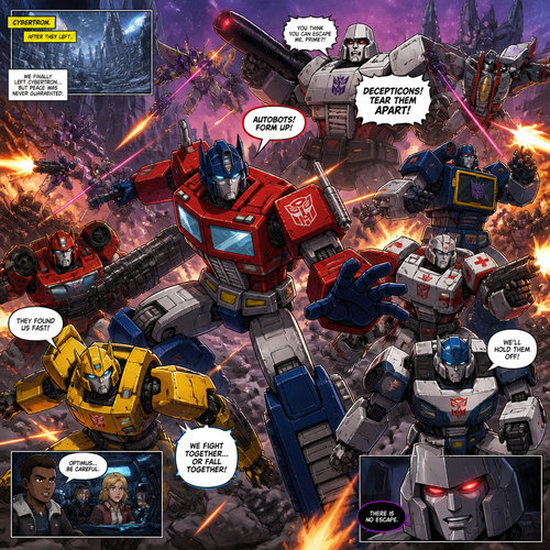 After they left Cybertron Roman,Optimus Prime and the other Autobots are attacked by megatron and the Deceptacons