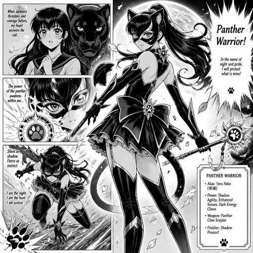 Panther warrior as magical girl 
