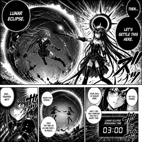 Then Luna Activates her lunar eclipse some technique and trapped her inside of a ball where only they can fight in peace, and her skill is turned off, so she can’t use her full power, but Luna can only use her lunar eclipse for a short time