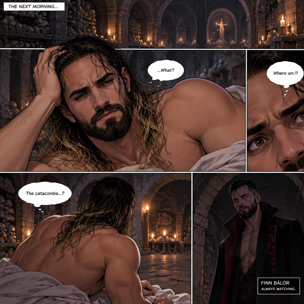 (Vampire Finn Bálor x Reincarnated Seth Rollins Part 3) The next morning,Seth slowly woke up. He was confused as to why he was in the catacombs