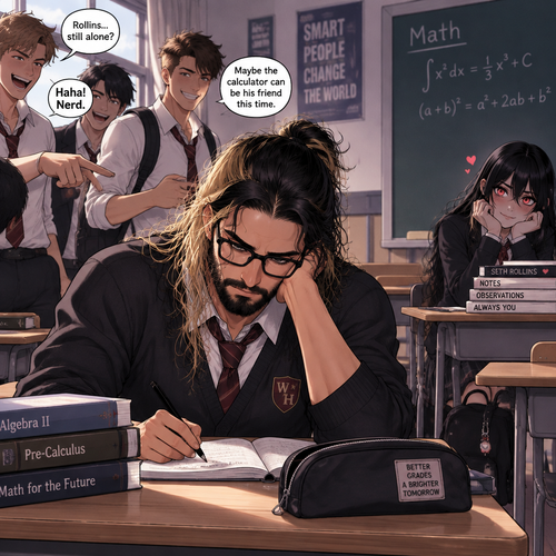 (Yandere x Nerd). Seth Rollins is a nerd in high school,He was bullied by popular students. He sat alone at a desk during math class
