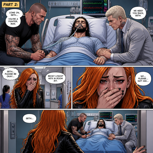 Part 2 of the enchanted apple story.Seth Rollins is now at the hospital Still unconscious after eating the enchanted apple with Randy Orton and Cody Rhodes by his side.Then Becky Lynch showed up after getting the call about Seth being in the hospital,She was in tears