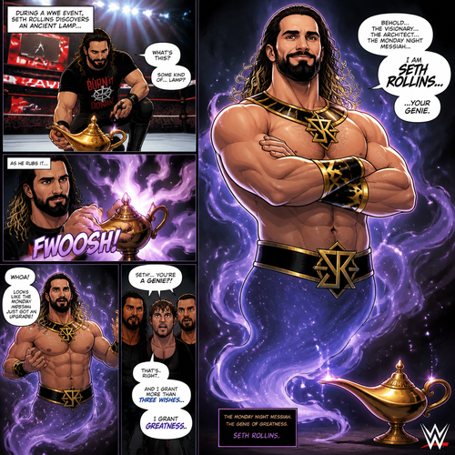 WWE superstar Seth Rollins becomes a genie