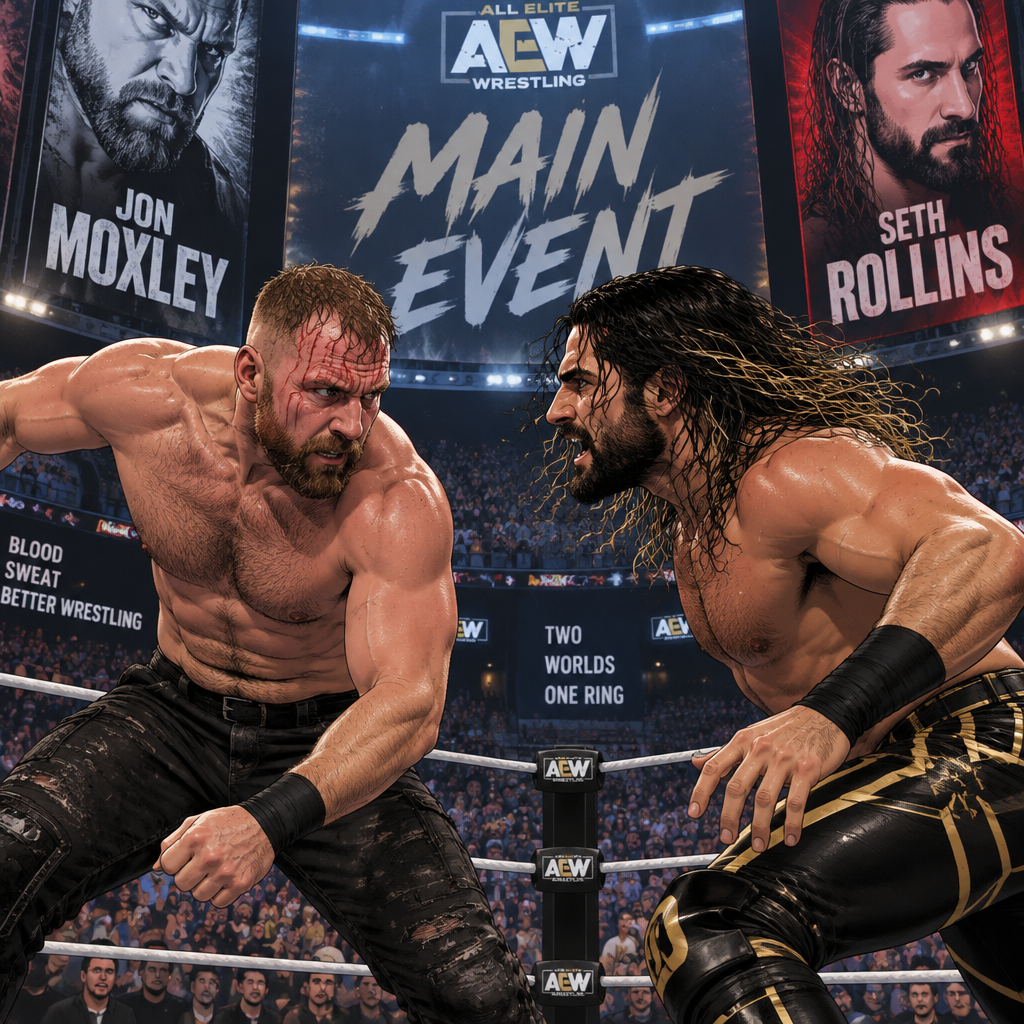 Jon Moxley and Seth Rollins are in a match against each other. It’s the main event