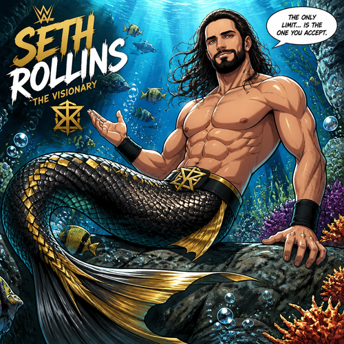 WWE superstar Seth Rollins as a merman