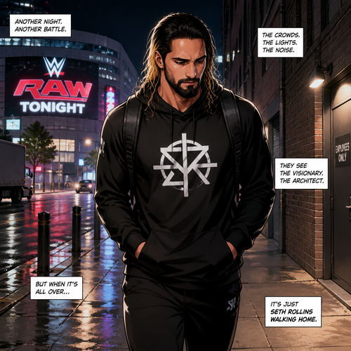 Seth Rollins walking home from the arena alone