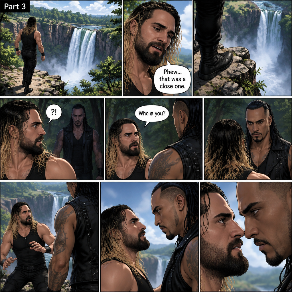 (Recap). Seth Rollins was walking down the path after he woke up In the forest clearing having no idea how he got there. The mysterious man (Damien Priest) who put him there was watching and following him in the trees. (And now part 3). Seth made it to the end of the path,there was a view of the a water fall. He was about to walk closer…but then he realized he’s at an edge of a cliff. “Phew…that was a close one” Seth said to himself,Then….he heard footsteps behind him. The mysterious man was right behind him. Seth tuned around. The mysterious man didn’t say anything…he just…stared at Seth…as if…he knew him. There was…something familiar about him…but Seth can’t quite place it. “Who are you?” Asked Seth. The mysterious man still didn’t say anything..he just slowly walked closer to Seth. Seth got a little nervous and slowly walked back till he was at the edge of the cliff,Leaving him with nowhere to run. The man Stood in front of Seth…they stared into each other’s eyes. (End of part 3)