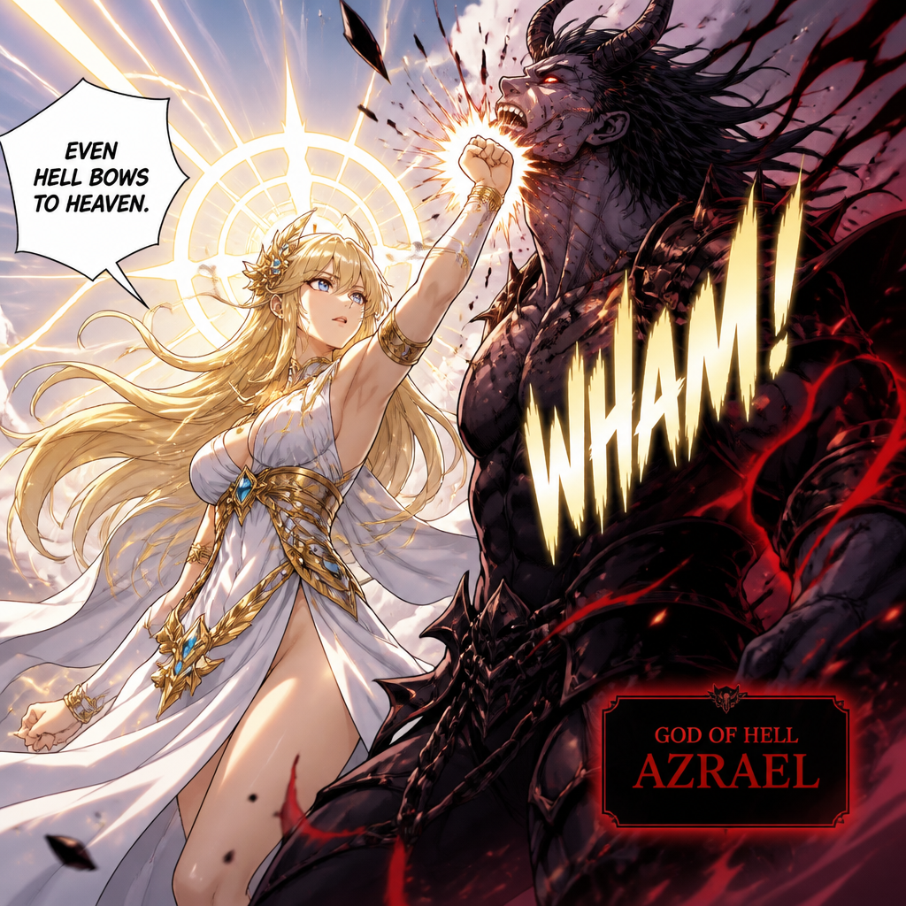 Then the goddess lens a clean heavenly uppercut on God of hell