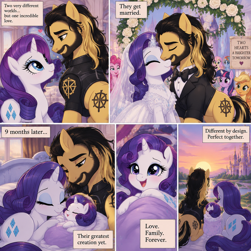 Seth Rollins as a my little pony character and is Rarity’s love interest,They get married,9 months later