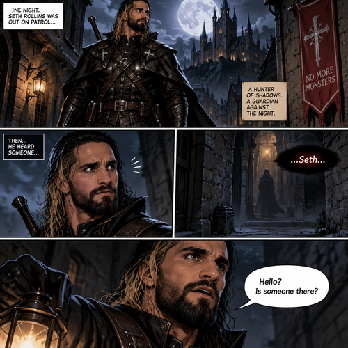 Seth Rollins is a vampire hunter,One night he was out on patrol…then….he heard someone…softly call out his name. “Hello?,Is someone there?” Seth called out