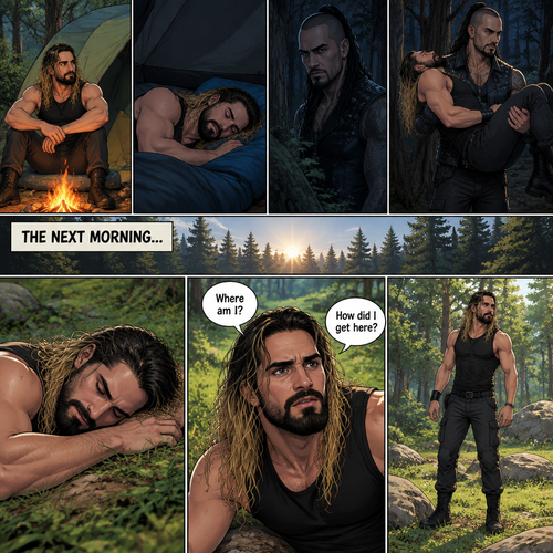 (Recap!) Seth Rollins was camping in the woods,Then went to sleep hours later,A mysterious man (Damien Priest) was watching him,He lifted Seth in his arms and walked in the woods. (Now onto part 2!).The next morning,Seth was still asleep…but not in his tent,He eventually woke up.He looked at his surroundings,He was confused. “Where am I?,How did I get here?” Seth asked himself. He was in some sort of forest clearing,He stood up