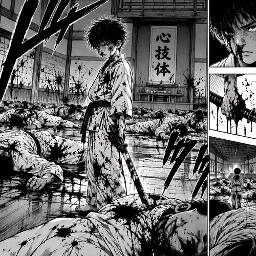 Kid boy slaughtered his whole dojo 
