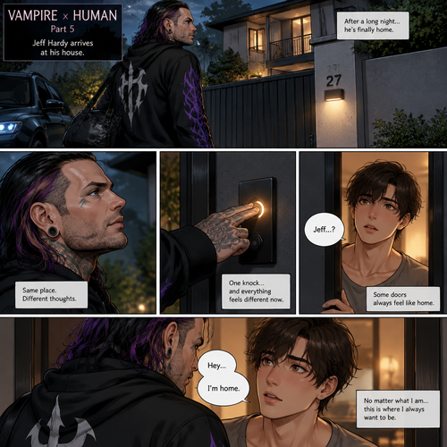 (Part 5 of the Vampire x human story) Jeff Hardy arrives at his house
