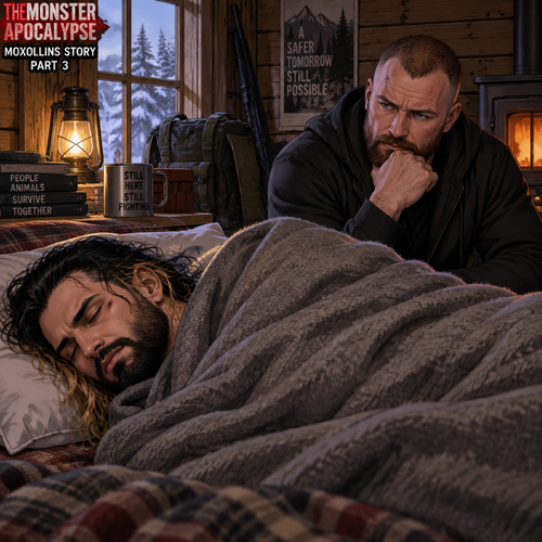(The monster apocalypse/Moxollins story part 3). The next morning,Seth Rollins was Still unconscious on a bed in the cabin with the blanket wrapped around him to keep him warm. Jon Moxley had been watching over him