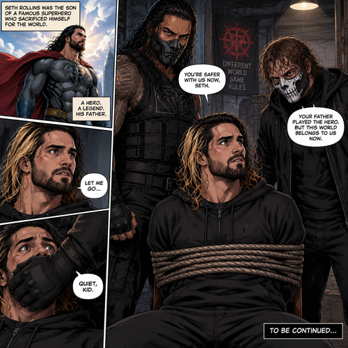 (Part 2 of an Ambrolleigns story) Seth Rollins was the son of a famous superhero who sacrificed himself for the world,He had just been kidnapped by two masked villains (Roman Reigns and Dean Ambrose)
