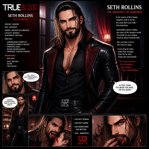 WWE superstar Seth Rollins as a vampire in true blood (Tv show)