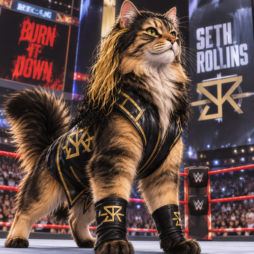 Seth Rollins as a cat
