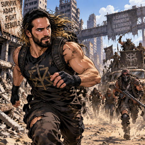 It’s a post apocalyptic world,Seth Rollins was on the run from bandits