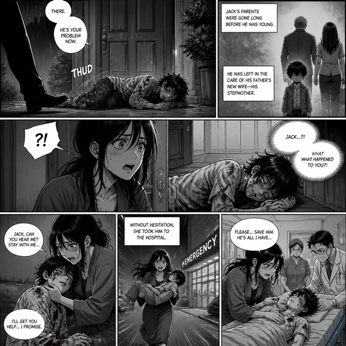 Then they throw Jack to his door step and his parents were gone long before he was young so he grew with his stepmother mother when her step mother saw him she was shocked to see Jack injured badly then she brought him to hospital