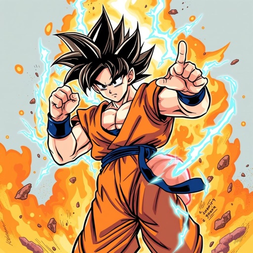 Create a full body of Goku. Don’t give me hard photos. Give me small simple.