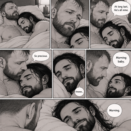 (Part 3). Still in Jon Moxley’s hotel room. Jon Moxley and Seth Rollins were asleep after last night’s activity. Jon slowly woke up,he looked down at Seth who was still asleep. Jon smiled,then he gently stroked Seth’s head. “At long last,He’s all mine” Jon thought to himself. He gently kissed Seth’s forehead. Seth hummed softly in his sleep. “So precious” Jon thought to himself. Seth slowly woke up. “Morning baby” Jon said softly. “Morning” Seth said softly