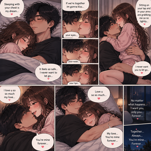 Sleeping with your chest is my dream if we’re together im gonna kiss your eyes nose lips I want to kiss you and sitting on your lap and I your arms are grabbing me so so tightly then both saying love u so so much my love your mine forever 