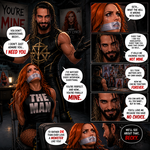 WWE superstar Seth Rollins obsessed with WWE superstar Becky Lynch so he kidnapped her