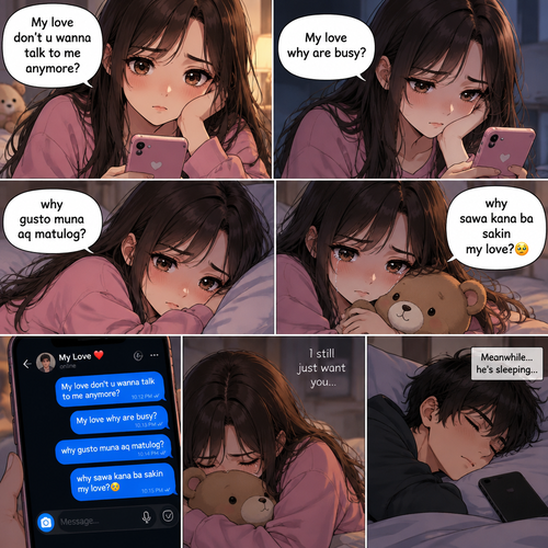 My love don’t u wanna talk to me anymore my love why are busy why gusto muna aq matulog why sawa kana ba sakin my love🥺
