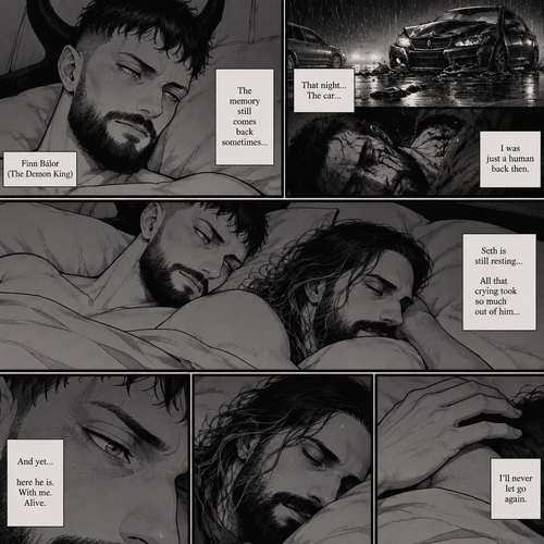 (Part 5 of the Demon King x human story) Finn Bálor (The demon king) and Seth Rollins were still relaxing in bed. Finn thought about the night of the car accident (Back when he was a human). He looked at Seth who was still resting from all the crying