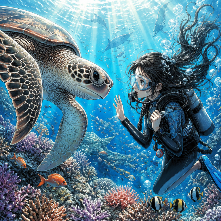 Underwater manga art example